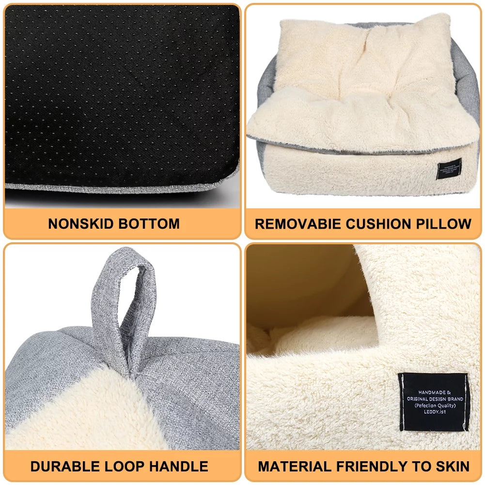 Pet Beds Medium 2-In-1 Cozy Cat Bed with Removable Cushion
