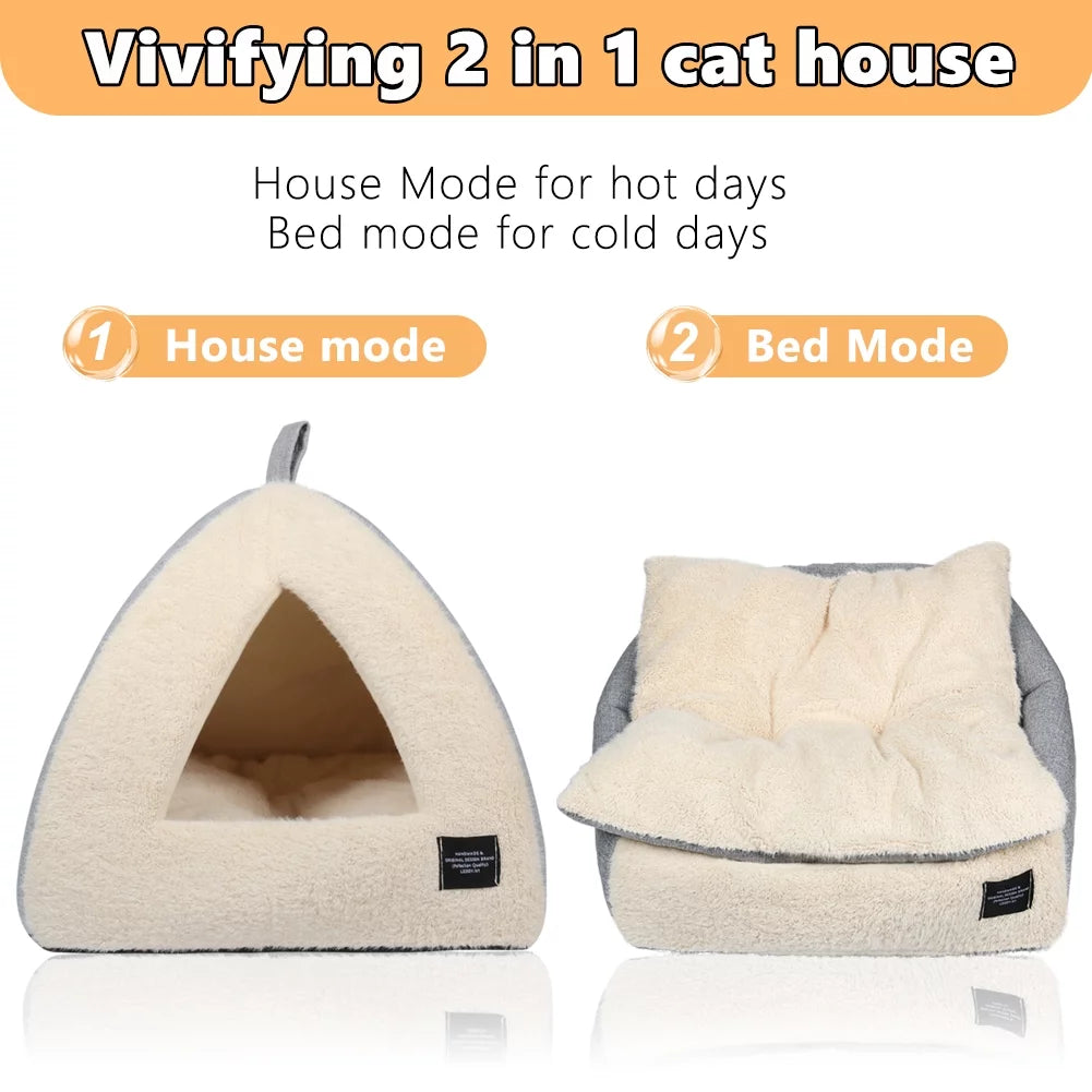 Pet Beds Medium 2-In-1 Cozy Cat Bed with Removable Cushion