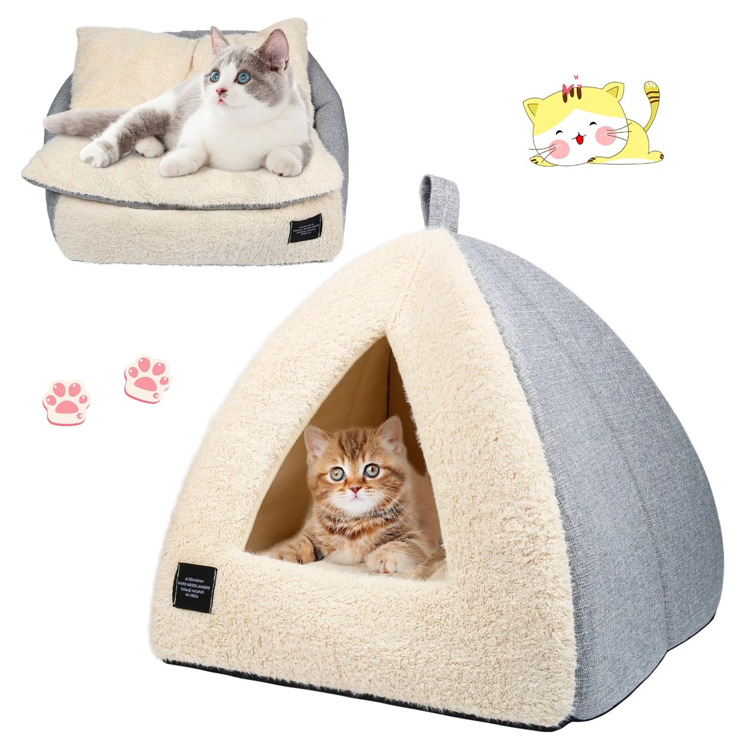 Pet Beds Medium 2-In-1 Cozy Cat Bed with Removable Cushion