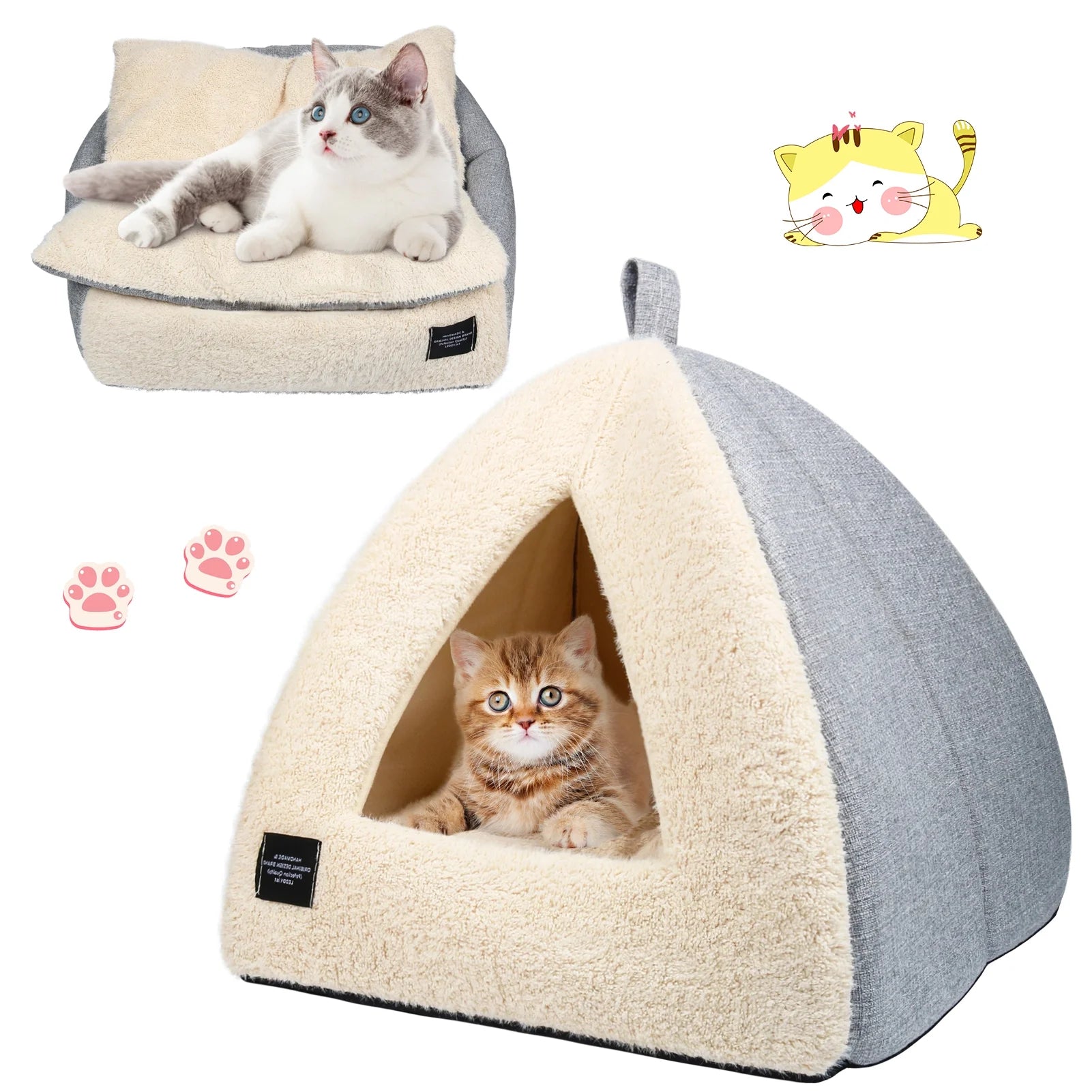 Pet Beds Medium 2-In-1 Cozy Cat Bed with Removable Cushion